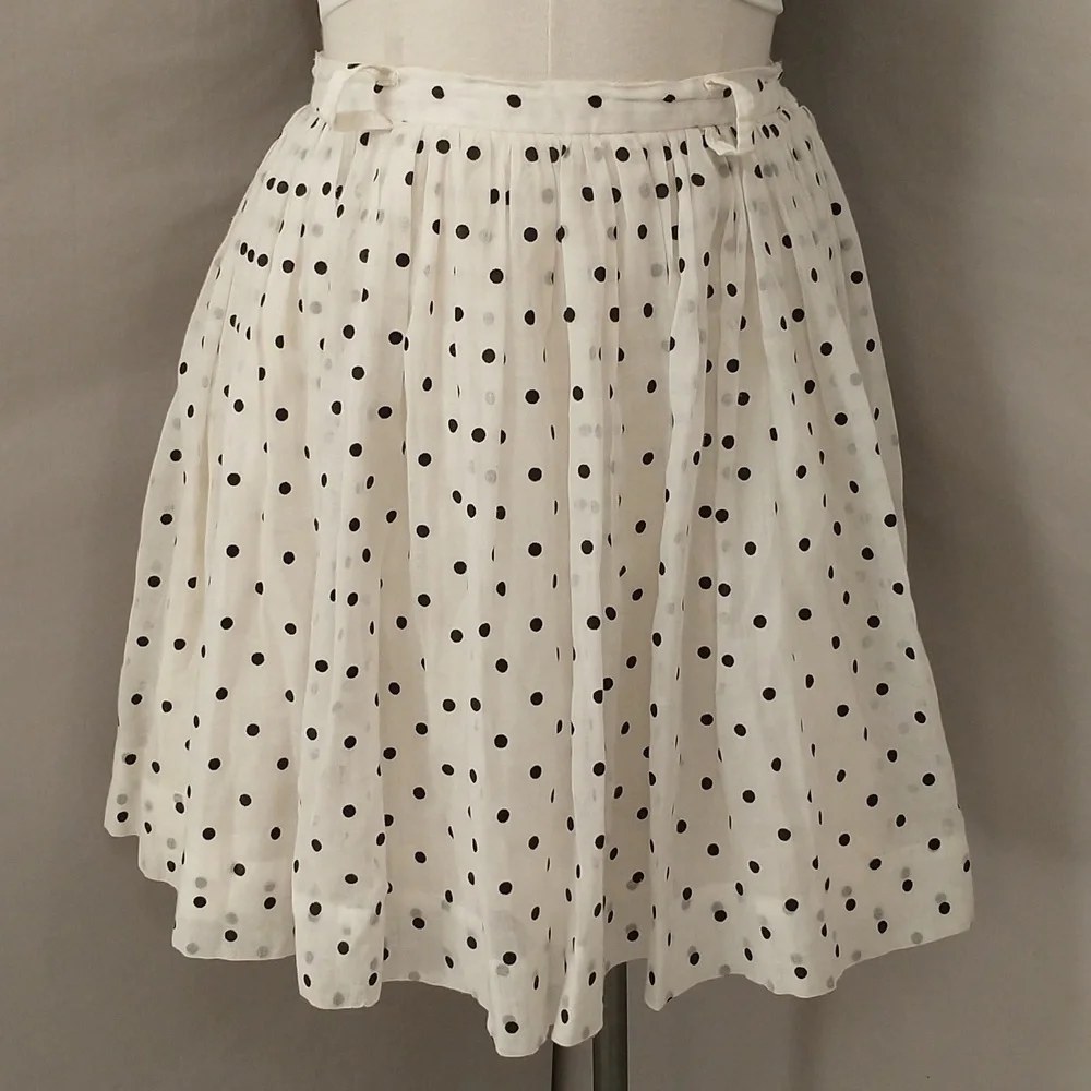 Vintage Polka Dot Flirty Mini Skirt 50s 60s Sheer Cotton USA Made Fun Feminine - Picture 2 of 10
